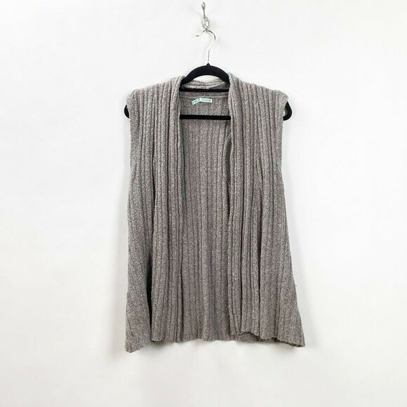 Maurices Medium Womens Taupe Colorful Knit Open Front Sleeveless Cardigan - Picture 1 of 6